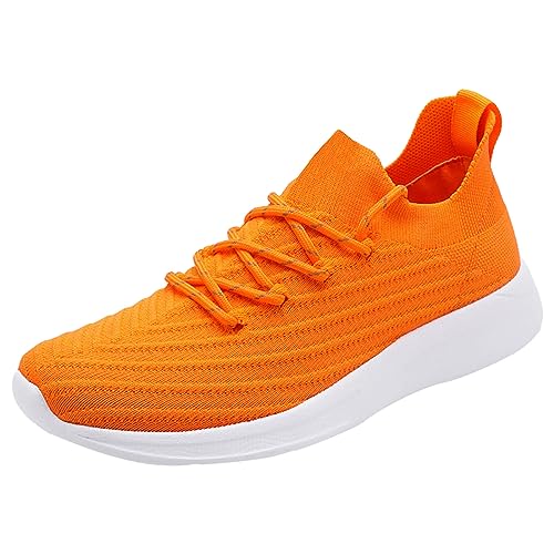 Aoklidil Sneaker Herren Laufschuhe Herren Herren Sportschuhe Mode Muster Einfache Einfarbige Paar Leichte Und Bequeme Schnür-Freizeitschuhe Herrenschuhe Sneaker (Orange, 43) von Aoklidil