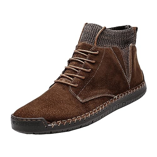 Aoklidil Winterstiefel Herren Wanderschuhe Herren Winter gepolsterte britische große lässige -Männer handgefertigte Außenhandels-Sportschuhe Winterstiefel Herren Wanderschuhe Herren (Brown, 43) von Aoklidil