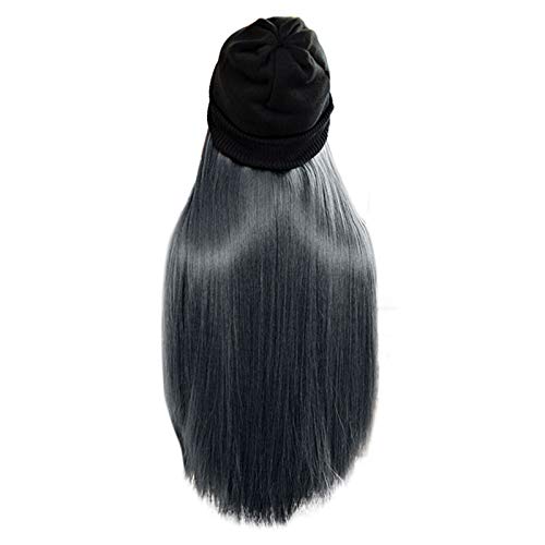 Beanie Haarperücke Hüte Haarperücke Beanie mit Straight Lange Perücke Haar Perücken Synthetische Wig für Frauen mit Pony Party Cosplay Kostüm Tägliche Perücke von Aoklidil