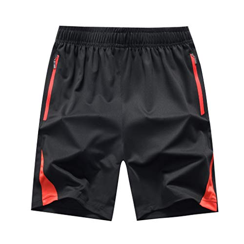 Sporthose Herren Kurz Hochwertig Verstellbarer Kordelzug Track Pants Dünne Herrenhose lässige Hosen kurz Sommer schnelltrocknende Herrenhose Beach Sports Plus Größe Jogginghose (Red, XXXXXXL) von Aoklidil