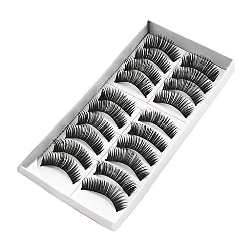 Wimpern Lashes Künstliche Lashes 10 Wimpern lang falsch handgemachte Naturpaare Dicke Wimpern für Frauen Künstliche Wimpern Lash (Black, One Size) von Aoklidil