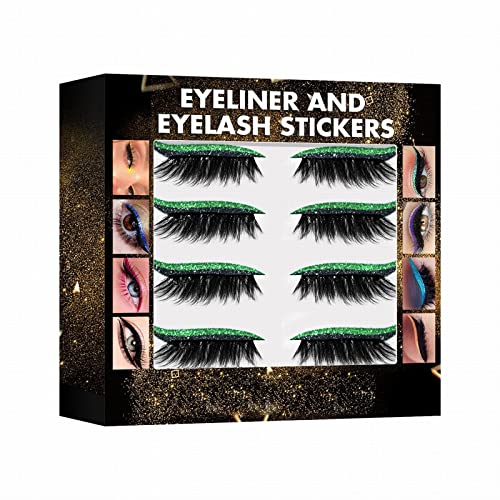 Wimpern Lashes Künstliche Lashes Eyeliner- und Wimpern-Aufkleber, 7-farbiger Glitter-Pulver-Eyeliner-Aufkleber, falsche Wimpern-Aufkleber, Bühnen-Augen-Make-up-Aufkleber, 4 (E, One Size) von Aoklidil