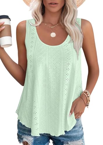Aokosor Oberteile Damen Sommer Basic Tank Tops Rundhals Cami Ärmellos Tshirts Türkis L von Aokosor