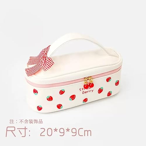 Aoksily Federmäppchen Mädchen Erdbeere, Mäppchen Teenager,Federtasche 3 Fächer Pencil Case Stiftetasche Schlamperbox Bleistifttasche Schulmäppchen für Schule & Büro von Aoksily