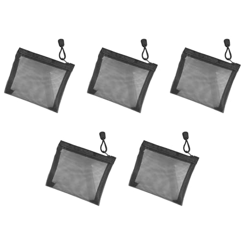 Mini-Netztaschen mit Reißverschluss, Polyester-Mesh-Kosmetiktaschen, tragbare Reise-Organizer-Tasche, 13 cm x 10 cm, 5 Stück, Schwarz von Aoktorkit