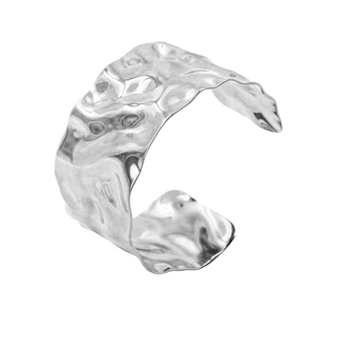 AolKee armreif damen, Manschette Armband für Frauen, Verstellbarer Offener Armreif, Chunky Line Design, Silber Armreif für Frauen, Stapelbarer Schmuck für das Handgelen von AolKee