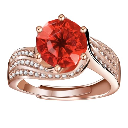 Aolcev Verlobungsring Damen Ringe Frauen 3 Karat Ring Silber 925 Damen Moissanit Engagement Offen Verstellbar Glänzend Cubic Mit Zirkon für Frauen Promise Ring Damen Eheringe Rubinrot Ringe von Aolcev