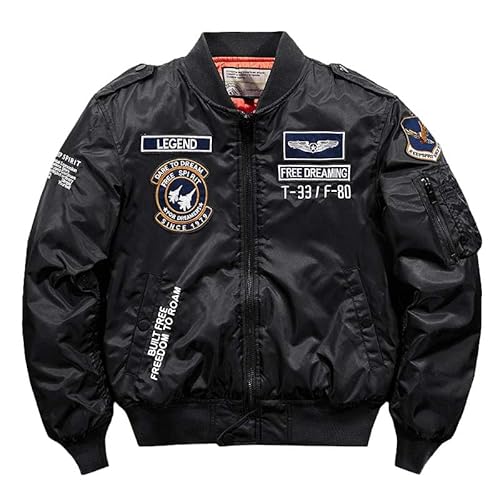 Aoleaky Herbst-Winter-Bomberjacke Dicker militärischer Windbreaker taktischer Mehrfachtaschen-Pilotenmantel Black XXL von Aoleaky
