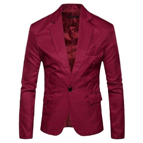 Aoleaky Herren One Button Kerb Revers EN8 Blazer Herren Slim Fit Casual Anzugjacke Blazer Herren Business Office Kostüm Homme Red S von Aoleaky