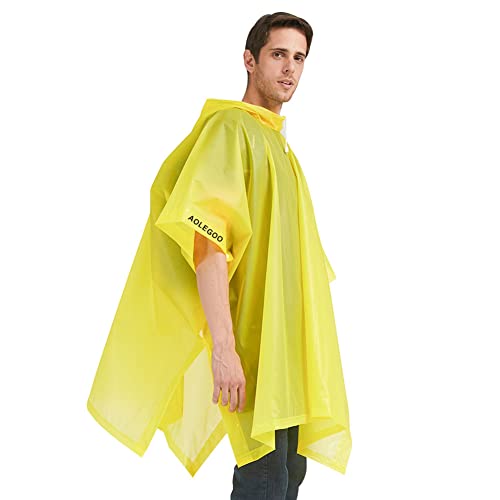 2 Stück Regenponcho, EVA Wiederverwendbarer Tragbarer Unisex-Regencape für Survive, Fahrrad, Wandern, Camping, Angeln, Konzert, Stadion, Festival (Gelb) von Aolegoo