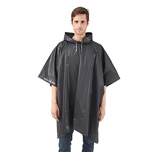 2 Stück Regenponcho, EVA Wiederverwendbarer Tragbarer Unisex-Regencape für Survive, Fahrrad, Wandern, Camping, Angeln, Konzert, Stadion, Festival (Schwarz) von Aolegoo