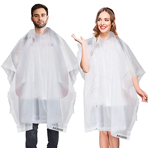 2 Stück Regenponcho, EVA Wiederverwendbarer Tragbarer Unisex-Regencape für Survive, Fahrrad, Wandern, Camping, Angeln, Konzert, Stadion, Festival (Weiß) von Aolegoo