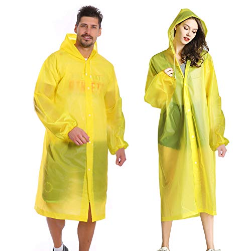 Aolegoo 2 Stück Regenponcho, Wiederverwendbarer, Tragbarer Unisex-Regencape für Fahrrad, Wandern, Camping, Ausflug, Angeln, Konzert, Stadion, Festival (Gelb) von Aolegoo