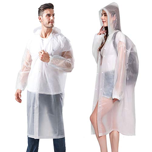 Aolegoo 2 Stück Regenponcho, Wiederverwendbarer, Tragbarer Unisex-Regencape für Fahrrad, Wandern, Camping, Ausflug, Angeln, Konzert, Stadion, Festival (Weiß) von Aolegoo