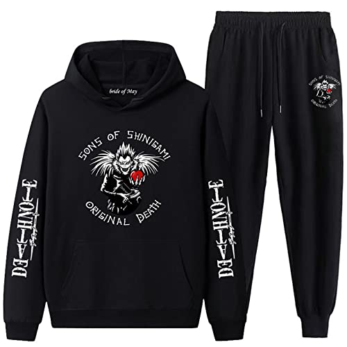 Aoligeinb Death Note Hoodies Jogginghose Set Trainingsanzug Anime Ryuk Cosplay Kostüm Printed Sweatshirt Hosen Sets für Damen Herren von Aoligeinb