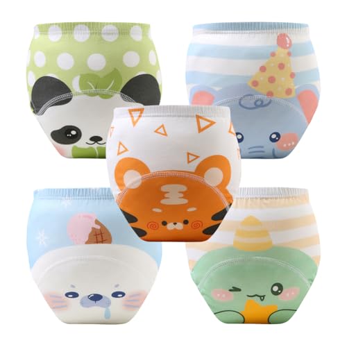 Aolso Töpfchen-Trainingshosen, 5PCS Baby-Kleinkind-Trainingshosen, Kinder Töpfchen Trainingshose für Mädchen Jungen, 100% Baumwolle, Waschbar und Wiederverwendbar (Stil C - 110) von Aolso