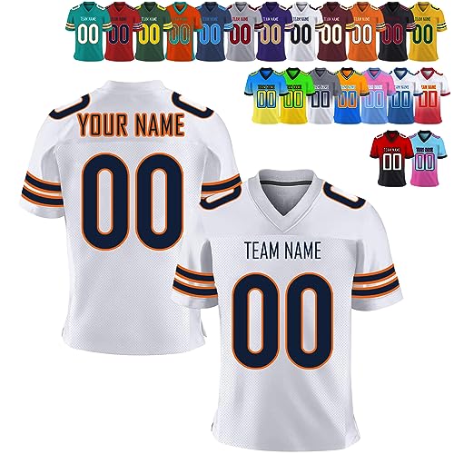 Benutzerdefinierte Fußballtrikot Personalisiert Gedruckt Team Name & Nummer Trikots Anpassen Sport Shirts für Männer Frauen Jugend, Stil 13, Small-7X-Large von Aolun