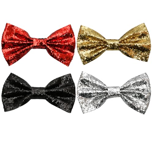 Funkelnde Paillettenfliege und Verstellbarer Riemen-Schnallen Glänzender Vorab Gebundener Fliege für Männer und Frauen Bachelor Tanz Hühnerabend Party Karneval Weihnachten Phantasiekleid Bühnenshow von Aomhrek