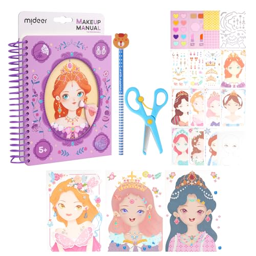 Aomig Anziehspielset 39Pcs Prinzessinnen Anziehspiel Schminkspiel Papier Makeup Spiel Mädchen Papier-Make-up-Spielzeugset Modedesign Bastelset DIY Spielzeug für Kinder Girls Geschenke 4~8 Jahre (A) von Aomig