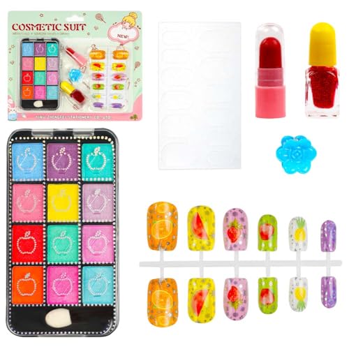 Aomig Anziehspielset 5 Pcs Kinderschminke Set Prinzessinnen Anziehspiel Waschbares Schminkspiel Make Up Spiel Mädchen Modedesign Bastelset DIY Spielzeug Nageldesign Kinder Geschenke Mädchen 4~8 Jahre von Aomig