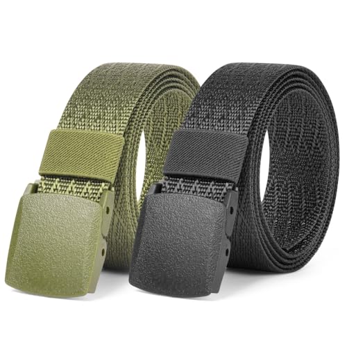 Aomig Arbeitsgürtel Herren Verstellbarer Nylon Stoffgürtel Koppelgürtel für Männer Frauen Outdoor Stoff Tactical Belt Schnellverschluss Gürtel Ohne Löcher Größe Angepasst (B-2PCS-Schwarz, Armeegrün) Aomig Arbeitsgürtel Herren Verstellbarer Nylon Stoffgürtel Koppelgürtel für Männer Frauen Outdoor Stoff Tactical Belt Schnellverschluss Gürtel Ohne Löcher Größe Angepasst (B-2PCS-Schwarz, Armeegrün) von Aomig