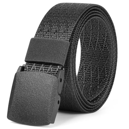 Aomig Arbeitsgürtel Herren Verstellbarer Nylon Stoffgürtel Koppelgürtel für Männer Frauen Outdoor Stoff Tactical Belt Schnellverschluss-Taktikgürtel Gürtel Ohne Löcher Größe Angepasst (B-1PCS-Schwarz) von Aomig