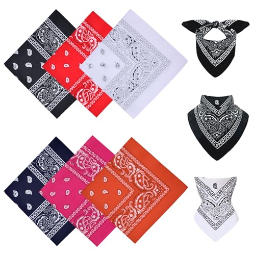 Aomig Bandana Halstuch Biker Damen Herren, 6 Stück Nickitücher Kopftuch Halstuch Männer, Unisex Tuch Bindetuch, Headwear Haar Schal Paisley Muster Halstücher Bandana Ansatz Haartuch Haartuch (55*55cm) von Aomig
