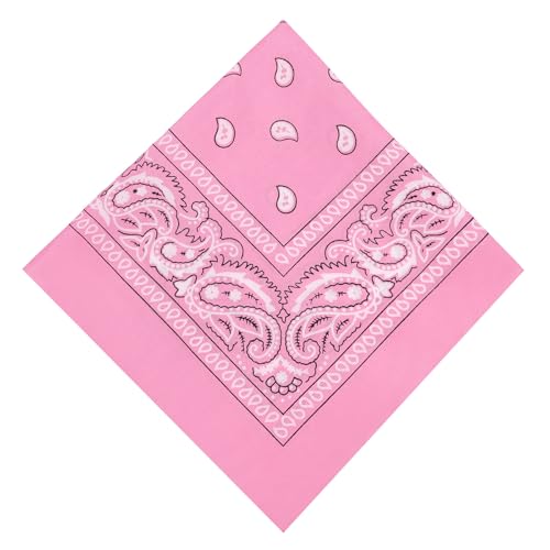 Aomig Bandana Halstuch Biker Damen Herren Nickitücher Kopftuch Halstuch Männer Unisex Tuch Bindetuch Headwear Haar Schal Paisley Muster Halstücher Bandana Ansatz Haartuch Taschentuch Hellrosa(55*55cm) von Aomig