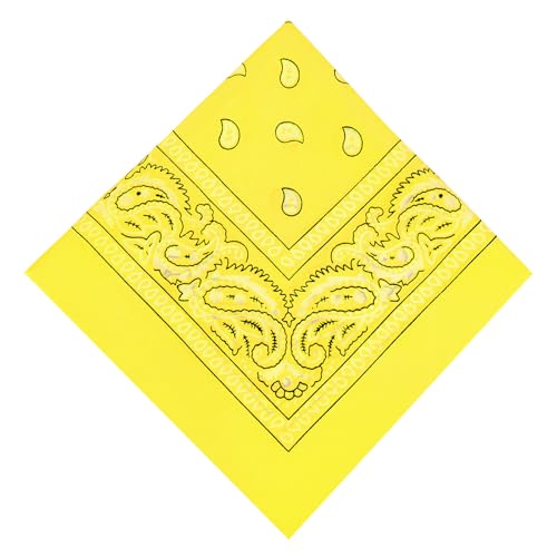 Aomig Bandana Halstuch Biker Damen Herren Nickitücher Kopftuch Halstuch Männer Unisex Tuch Bindetuch Sommer Headwear Haar Schal Paisley Muster Halstücher Bandana Ansatz Haartuch Zitronengelb (55*55cm) von Aomig