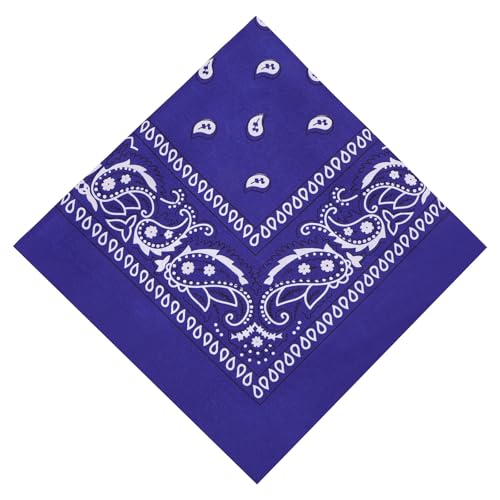 Aomig Bandana Halstuch Biker Damen Herren Nickitücher Kopftuch Halstuch Unisex Tuch Bindetuch Headwear Haar Schal Paisley Muster Halstücher Bandana Ansatz Haartuch Taschentuch Königsblau (55 * 55cm) von Aomig