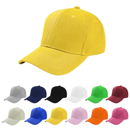 Aomig Basecap Unisex, Freizeit Baseball Cap Herren und Damen, Einstellbare Kappe mit Schirm, Sonnenschutz Baseballkappe für Outdoor Running Tennis Golf Reisen(Gelb) von Aomig
