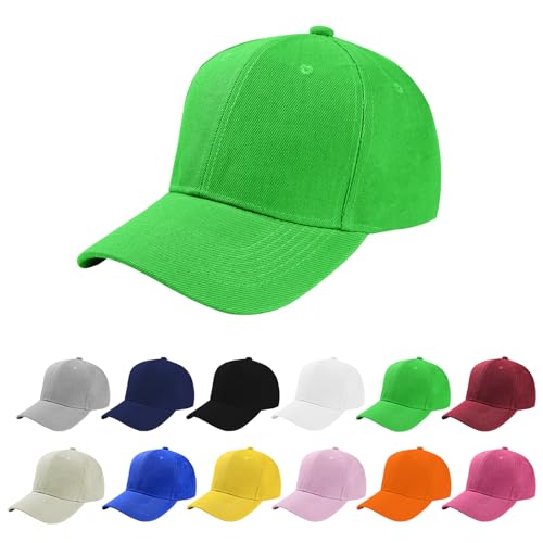 Aomig Basecap Unisex, Freizeit Baseball Cap Herren und Damen, Einstellbare Kappe mit Schirm, Sonnenschutz Baseballkappe für Outdoor Running Tennis Golf Reisen(Leuchtendes Grün) von Aomig