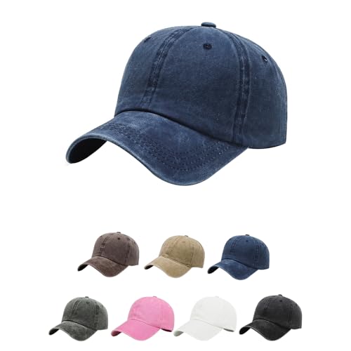 Aomig Basecap Unisex, Retro Baseball Cap Herren und Damen, Einstellbare Kappe mit Schirm, Sonnenschutz Baseballkappe für Outdoor Running Tennis Golf Reisen(Jeansblau) von Aomig