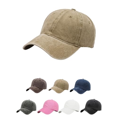 Aomig Basecap Unisex, Retro Baseball Cap Herren und Damen, Einstellbare Kappe mit Schirm, Sonnenschutz Baseballkappe für Outdoor Running Tennis Golf Reisen(Khaki) von Aomig