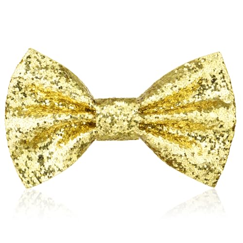 Aomig Glitzer Fliege Herren, Pailletten Fliegen für Männer, Schmale Smoking Fliege Schleife mit Haken, Kostümzubehör Verstellbare Bow Tie für Hochzeit Party, Karneval, Fasching(Gold) von Aomig