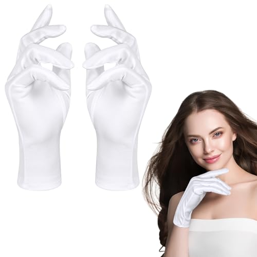 Aomig Handschuhe Damen Herren Kostüm-Handschuhe Zubehör Etiquette-Genähte Handschuhe & Fäustlinge für Formelle Smokings Karneval Weihnachten Polizei Parade Maskerade Cosplay Schmuckinspektion (Weiße) von Aomig