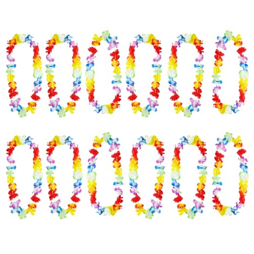 Aomig Hawaii Mottoparty Kostüme 12Pcs Hawaiian Hula Aloha Hawaii Halskett Hawaiianischer Halskette Blume für Mädchen Frauen Tropical Geburtstag Party Zubehör FeierKostüm Hawaiianischer Girlanden Tanz von Aomig