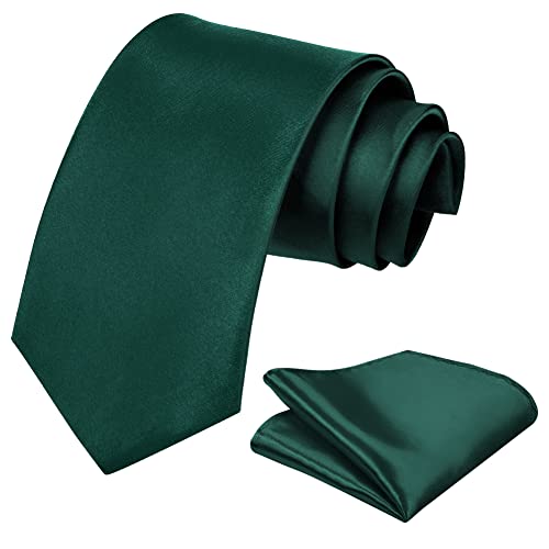 Aomig Herren Krawatten mit Einstecktuch, Schmale Krawatte 8 cm für Männer, Elegant Hochzeit Krawatte für Büro oder Festliche Veranstaltunge (Grün) von Aomig