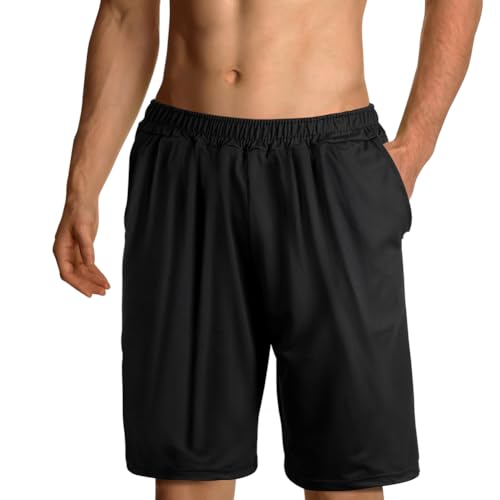 Aomig Herren Schlafanzughose Kurz, Schlafshorts Pyjamahose Herren, Dehnbare Leicht Pyjamshorts Pyjamaunterteil Freizeithose, Loungehose Kurz Männer mit Elastischer Bund und Kordelzug(Schwarz-XL) von Aomig