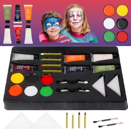 Aomig Kinderschminke Set, Halloween Geschenk für kinder, Waschbar Face Paint Bodypaint Schminkset, Gesichtsfarben Körperfarbe Kinder für Halloween Karneval Cosplay Make-up von Aomig