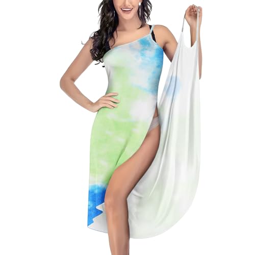 Aomig Strandkleider Damen Sommer Bikini Badeanzüge Cover Up Ärmellos Wickelrock Lang Kleid Strandbadekleid mit Spaghettiträger Locker Lässiger Überzug Pareos Leichte Strandkleider (Farbmischung,XL) von Aomig