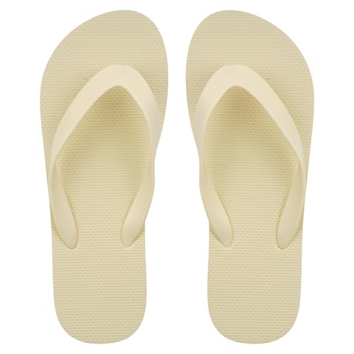 Aomig Unisex Flip Flops Surfen Zehentrenner Toe Split Flip Flops Damen Herren Thong Sandals Bequeme Flipflop Bathing Shoes Sommer Dusche Schwimmen Sandalen Täglich Beach Pool (Cremefarben,EU:40/41) von Aomig