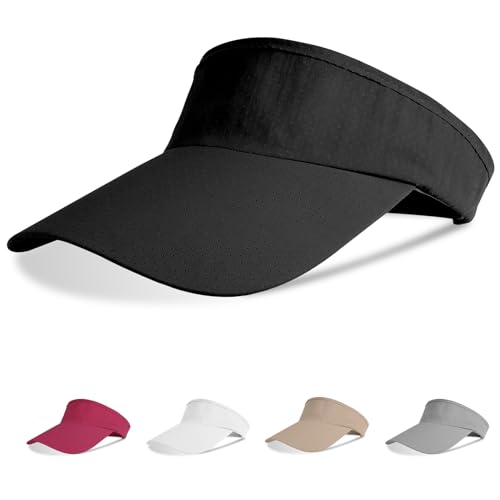 Aomig Visor Cap, Mode Schirmmütze Herren und Damen, Atmungsaktiv und Schweißabsorbierend Sommerkappe Kappe mit Sonnenvisier, Sonnenschutz Schirmcap für Outdoor Golf Baseball Tennis(Schwarz) von Aomig