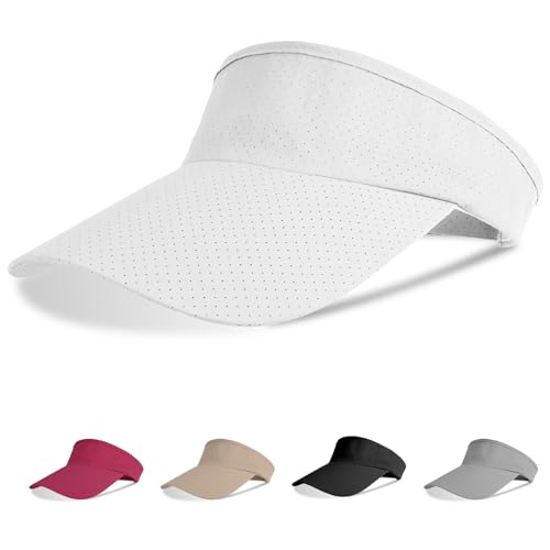 Aomig Visor Cap, Mode Schirmmütze Herren und Damen, Atmungsaktiv und Schweißabsorbierend Sommerkappe Kappe mit Sonnenvisier, Sonnenschutz Schirmcap für Outdoor Golf Baseball Tennis(Weiß) von Aomig