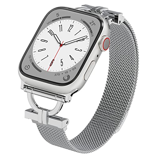 Narrow Mesh Loop Compatible with Watch Band 42mm 44mm 45mm 38mm 40mm 41mm, Slim Stainless Steel Magnetic Clasp Strap for iWatch SE & Series 9 8 7 6 5 4 3 2 1, Women von Aomlike