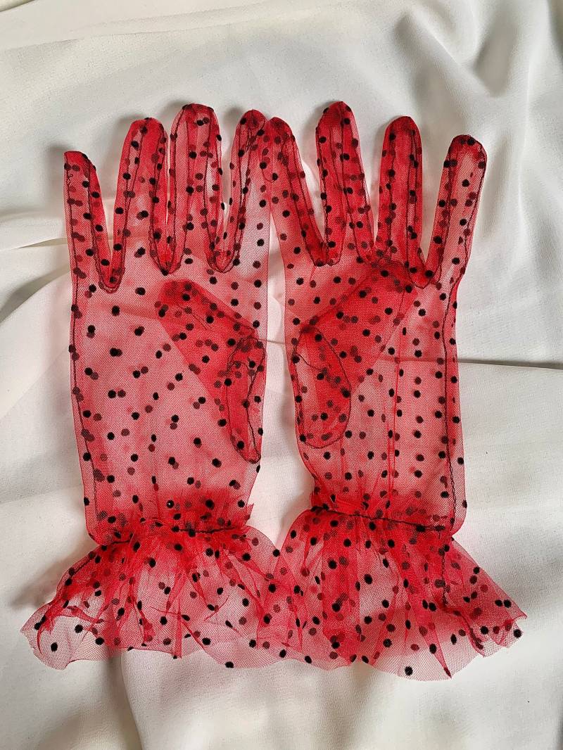Schiere Rote Handschuhe Mit Schwarzen Tupfen. Hochzeiten Geschenke Partys Requisiten Kostüme Fotografie Handwerk Styling von AoneCraftTreasures