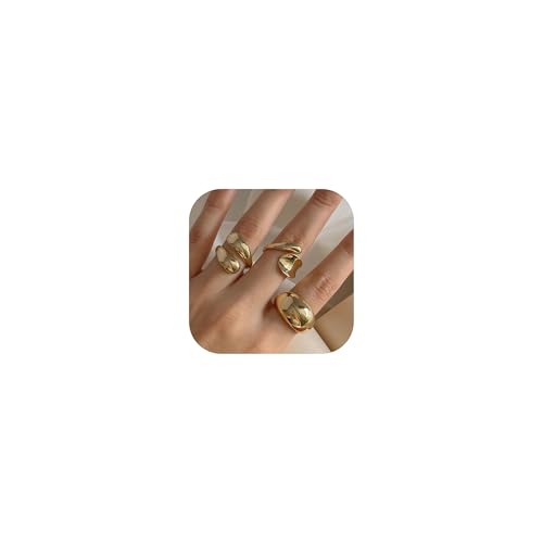Aonklot Klobige Goldringe für Damen, dickes, stapelbares Ring-Set mit verstellbarem Knöchelring, mutiger Modeschmuck, Geschenk für den täglichen Gebrauch, Metall, Kein Edelstein Aonklot Klobige Goldringe für Damen, dickes, stapelbares Ring-Set mit verstellbarem Knöchelring, mutiger Modeschmuck, Geschenk für den täglichen Gebrauch, Metall, Kein Edelstein von Aonklot