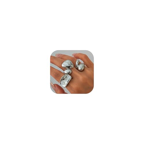 Aonklot Stapelbares Ring-Set, Knöchelringe für mehrlagigen Schmuck, mutige Statement-Mode-Ringe, Geschenk für Sie, Metall, Kein Edelstein von Aonklot