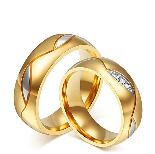 Aooaz Schmuck Damen Ring Hochzeit Ringe Runde Form Blatt Breite 6mm Edelstahl Ehering Gold Verlobungsringe für Damen Größe 57(18.1) von Aooaz