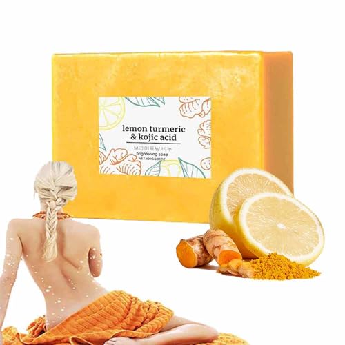 Scentric Glow Turmeric Soap, Lemon Turmeric Kojic Soaps, Lemon Turmeric & Kojic Acid Brightening Soap, Natural Handmade Bar Moisturizing & Soothing Gentle Cleanser Soaps for Men & Women (1) von Aoosecx
